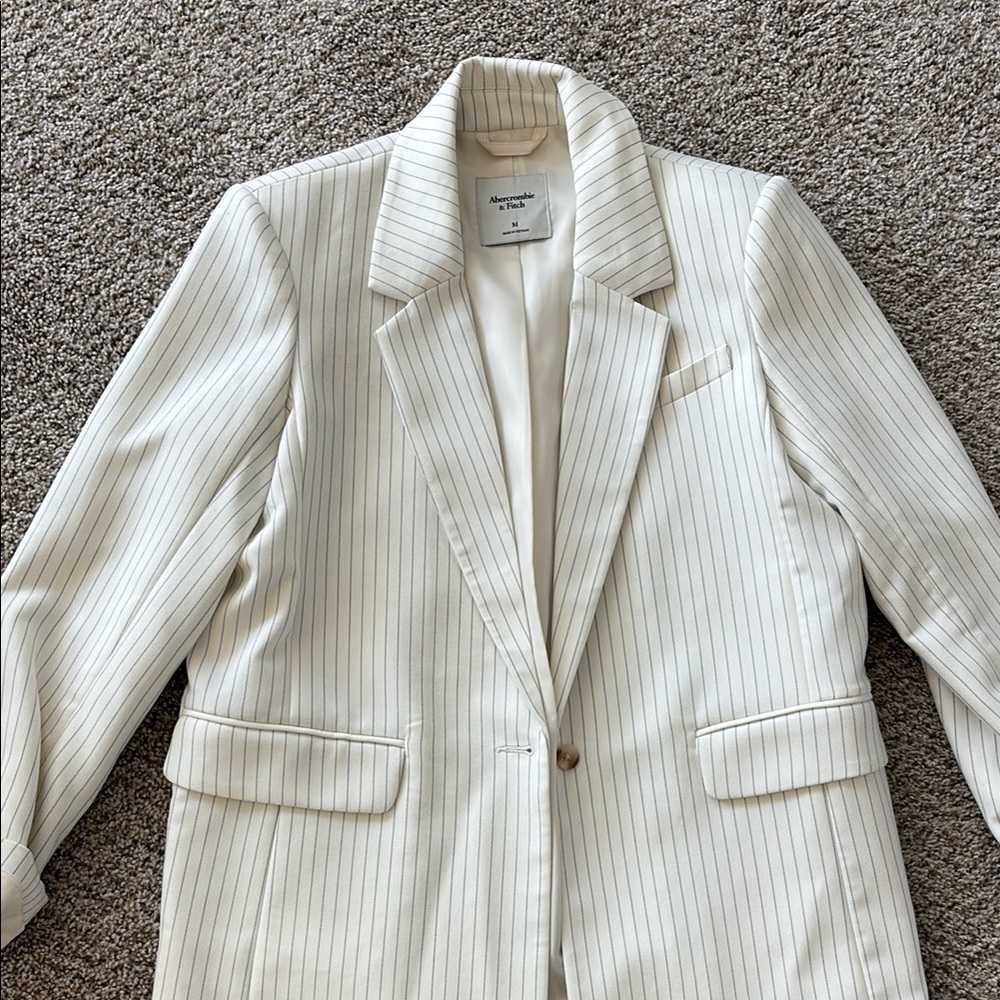 Women's Striped White Blazer